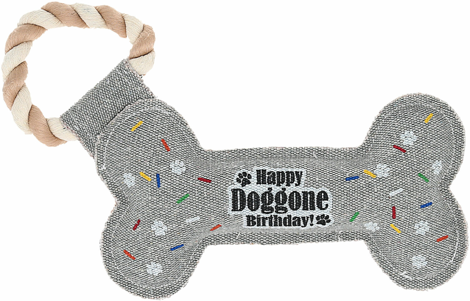 Birthday Bone by Pavilion's Pets - Birthday Bone - 11" Canvas Dog Toy on Rope