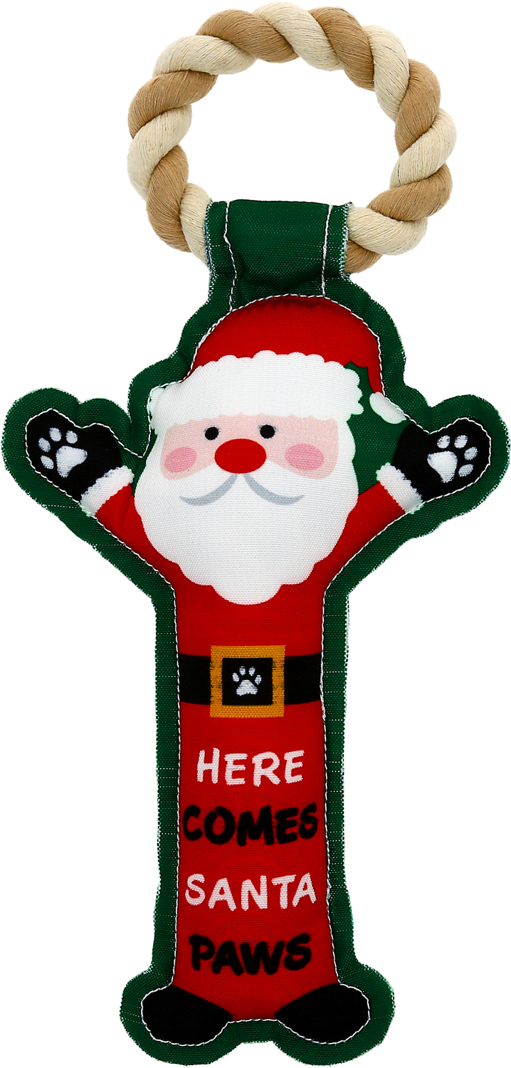 Santa Paws by Pavilion's Pets - Santa Paws - 12" Canvas Dog Toy on Rope 