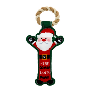 Santa Paws by Pavilion's Pets - 12" Canvas Dog Toy on Rope 