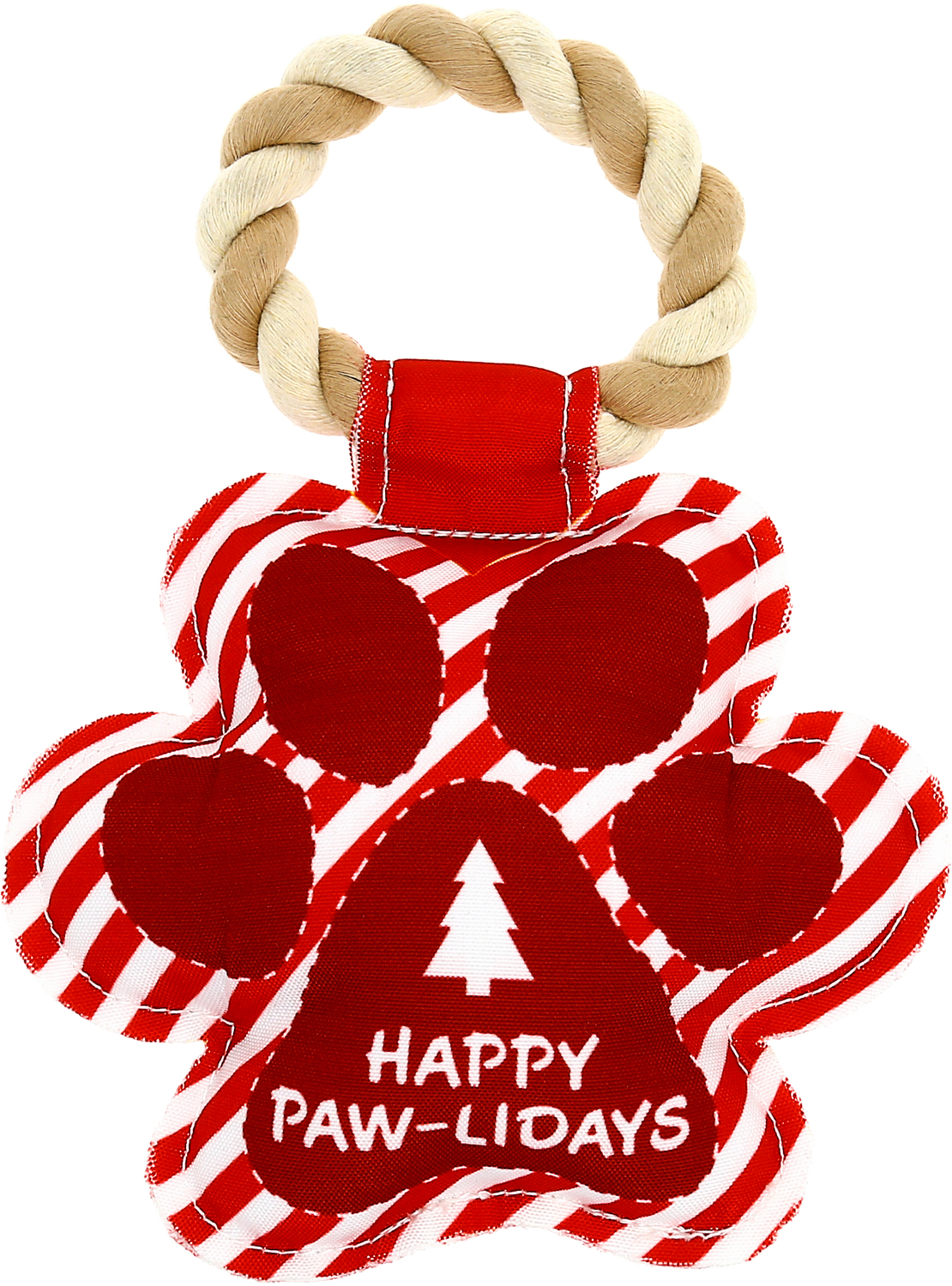 Happy Paw-lidays by Pavilion's Pets - Happy Paw-lidays - 9" Canvas Dog Toy on Rope