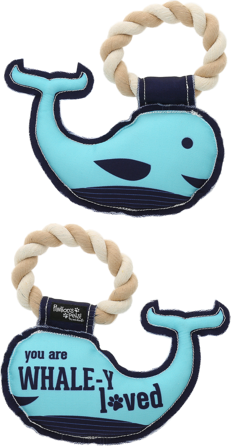 Whale-y Loved by Pavilion's Pets - Whale-y Loved - 8" Canvas Dog Toy on Rope