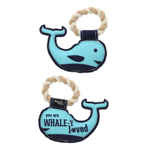 Whale-y Loved by Pavilion's Pets - 8" Canvas Dog Toy on Rope