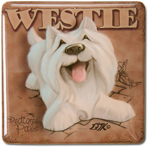 West Highland Terrier by My Pedigree Pals - 2.5" Square Magnet with Easel Back