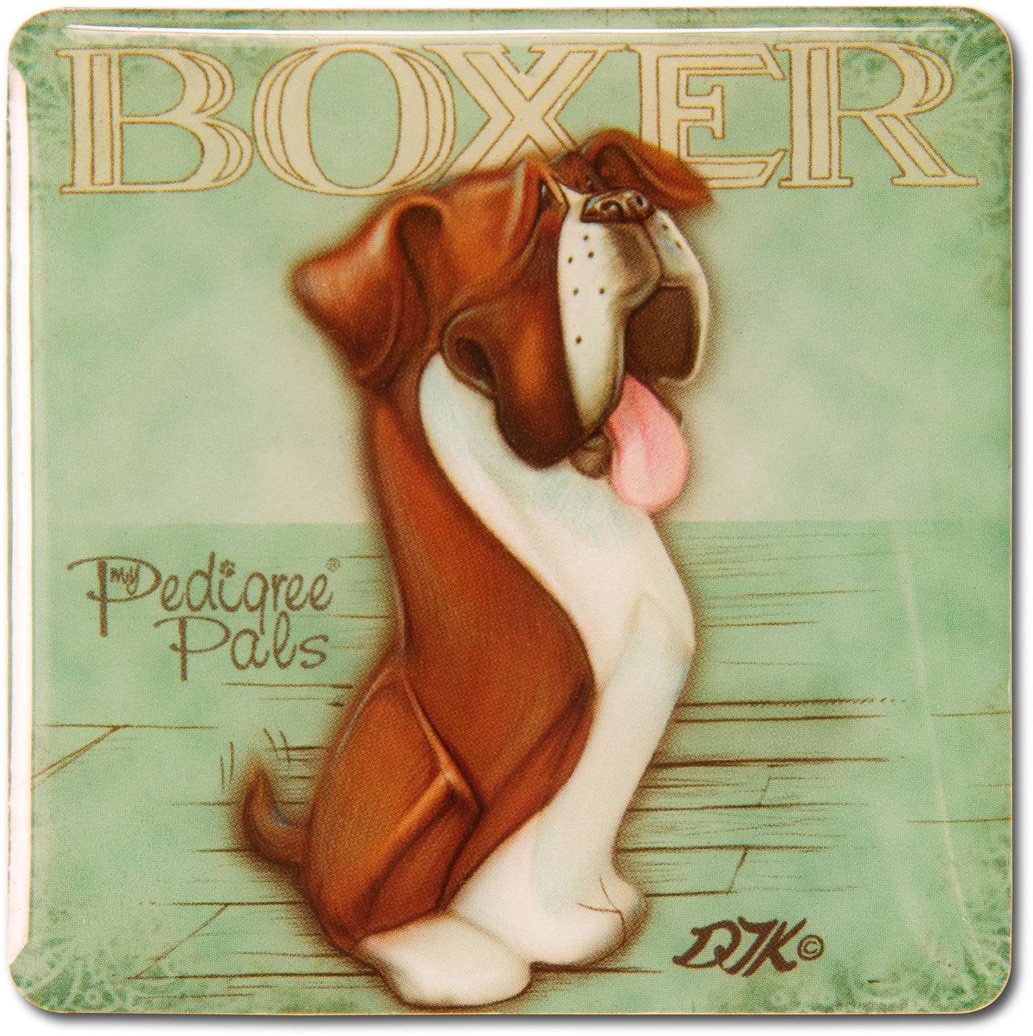 Boxer by My Pedigree Pals - Boxer - 2.5" Square Magnet with Easel Back