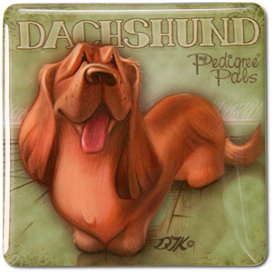 Dachshund by My Pedigree Pals - 2.5" Square Magnet with Easel Back