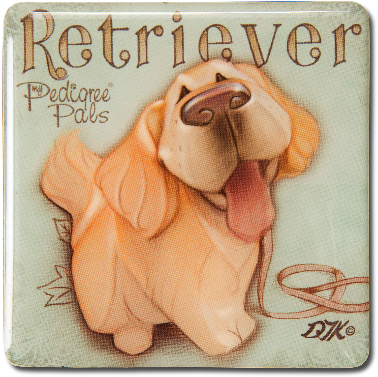 Golden Retriever by My Pedigree Pals - Golden Retriever - 2.5" Square Magnet with Easel Back
