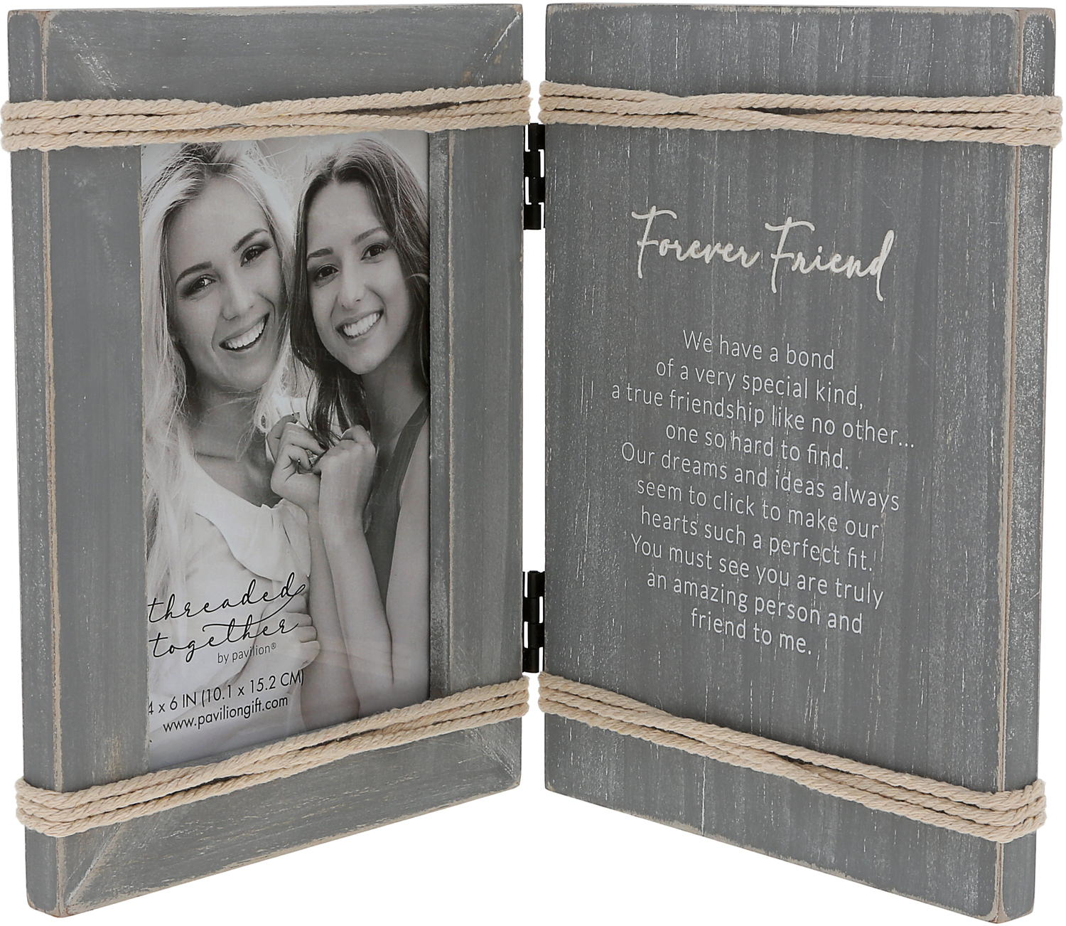 Forever Friend by Threaded Together - Forever Friend - 5.5" x 7.5" Hinged Sentiment Frame (Holds 4" x 6" Photo)