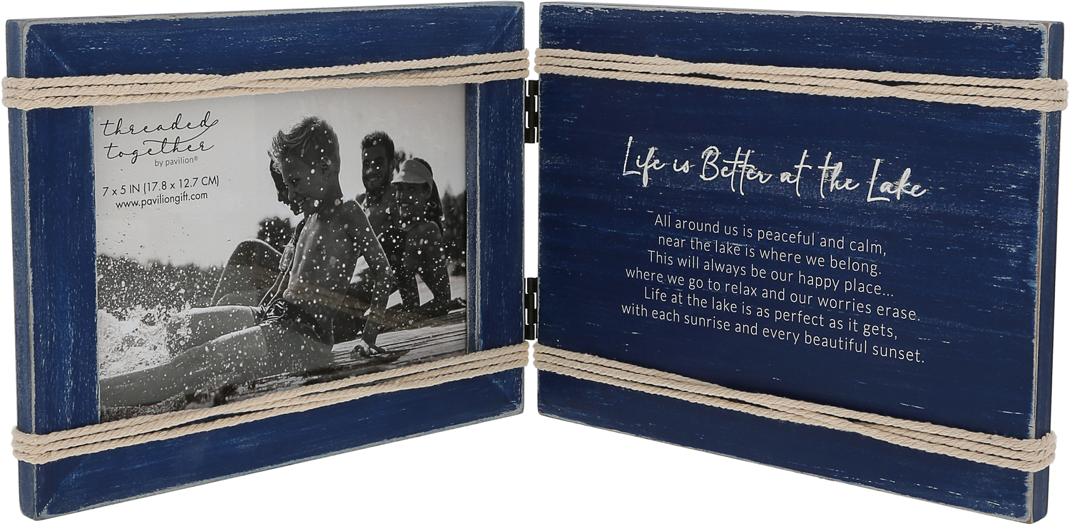 Life is Better at the Lake by Threaded Together - Life is Better at the Lake - 8.5" x 6.5" Hinged Sentiment Frame (Holds 7" x 5" Photo)