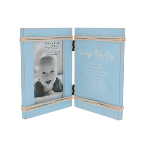 Beautiful Baby Boy by Threaded Together - 5.5" x 7.5" Hinged Sentiment Frame
(Holds 4" x 6" Photo)