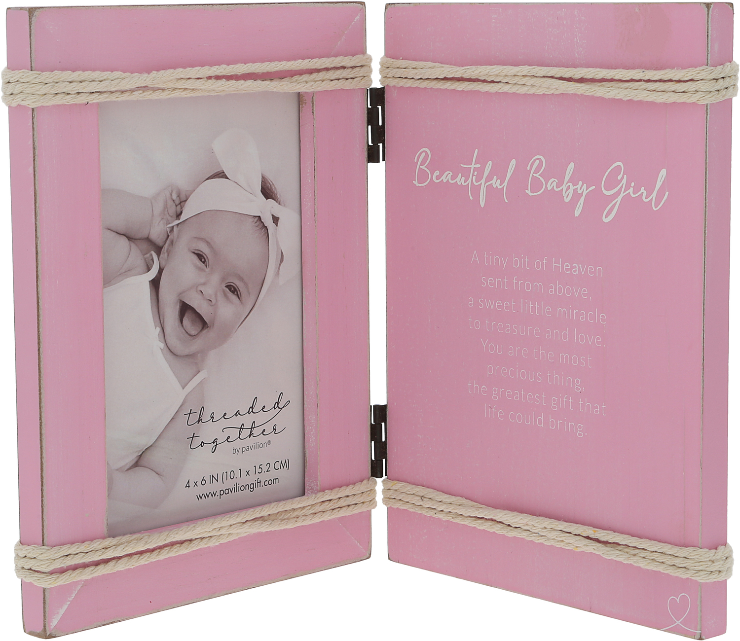 Beautiful Baby Girl by Threaded Together - Beautiful Baby Girl - 5.5" x 7.5" Hinged Sentiment Frame 
(Holds 4" x 6" Photo)