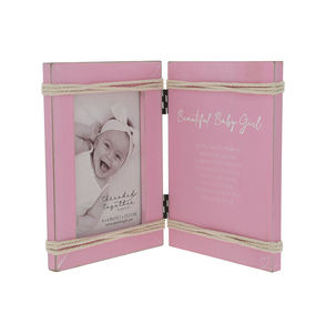 Beautiful Baby Girl by Threaded Together - 5.5" x 7.5" Hinged Sentiment Frame 
(Holds 4" x 6" Photo)