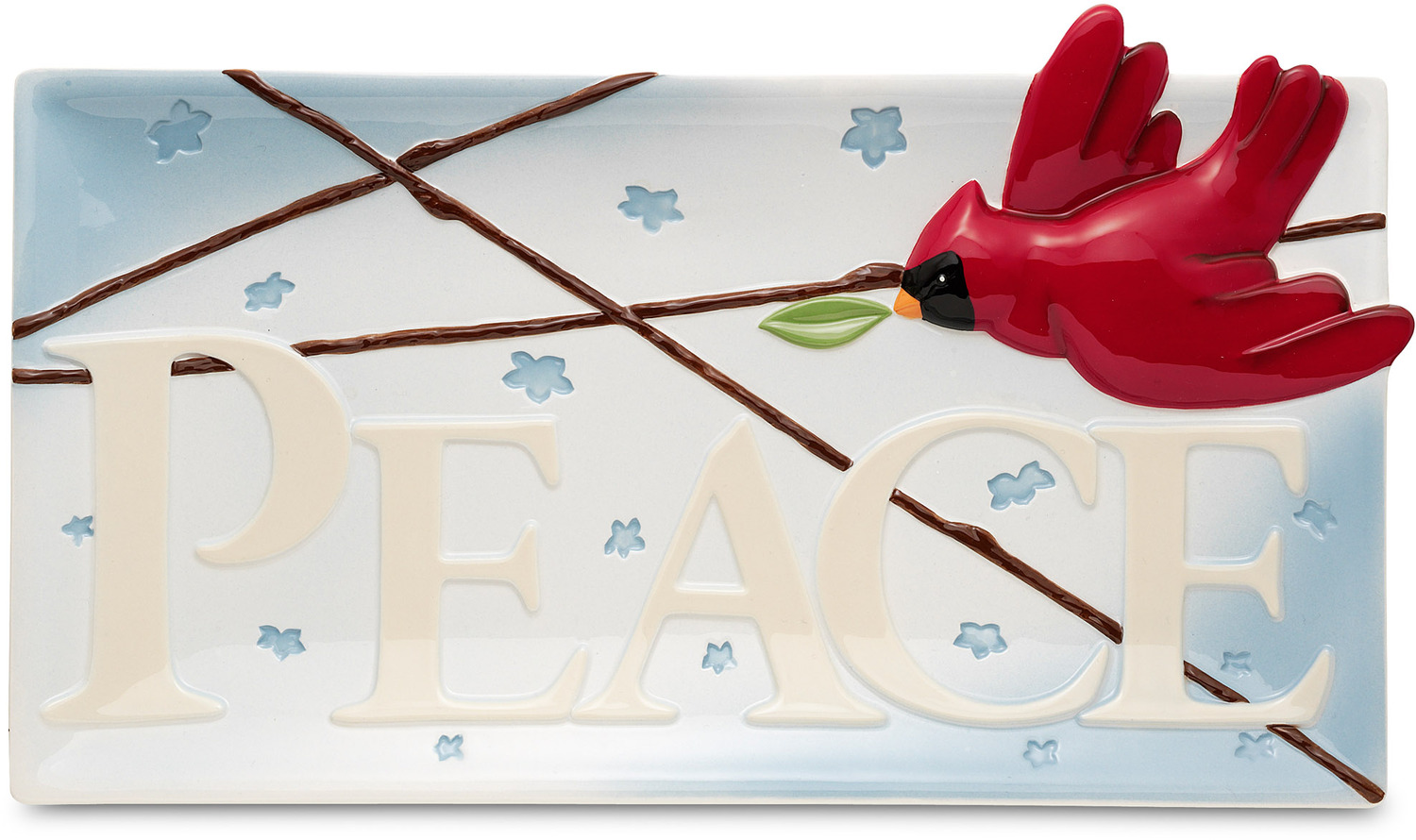 Peace by Peace Love & Birds - Peace - 15" x 8" Cardinal Platter