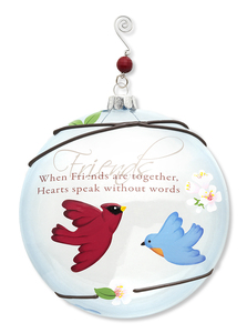 Friends by Peace Love & Birds - 5" Dia. Glass Ornament