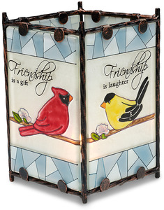 Friendship by Peace Love & Birds - 3.25" x 5.25" Glass Candle Holder