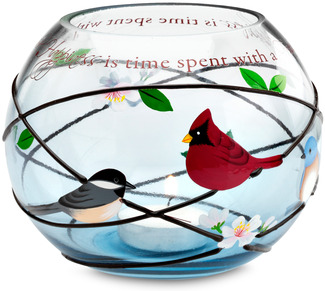 Friends by Peace Love & Birds - 5" Round Glass Candle Holder