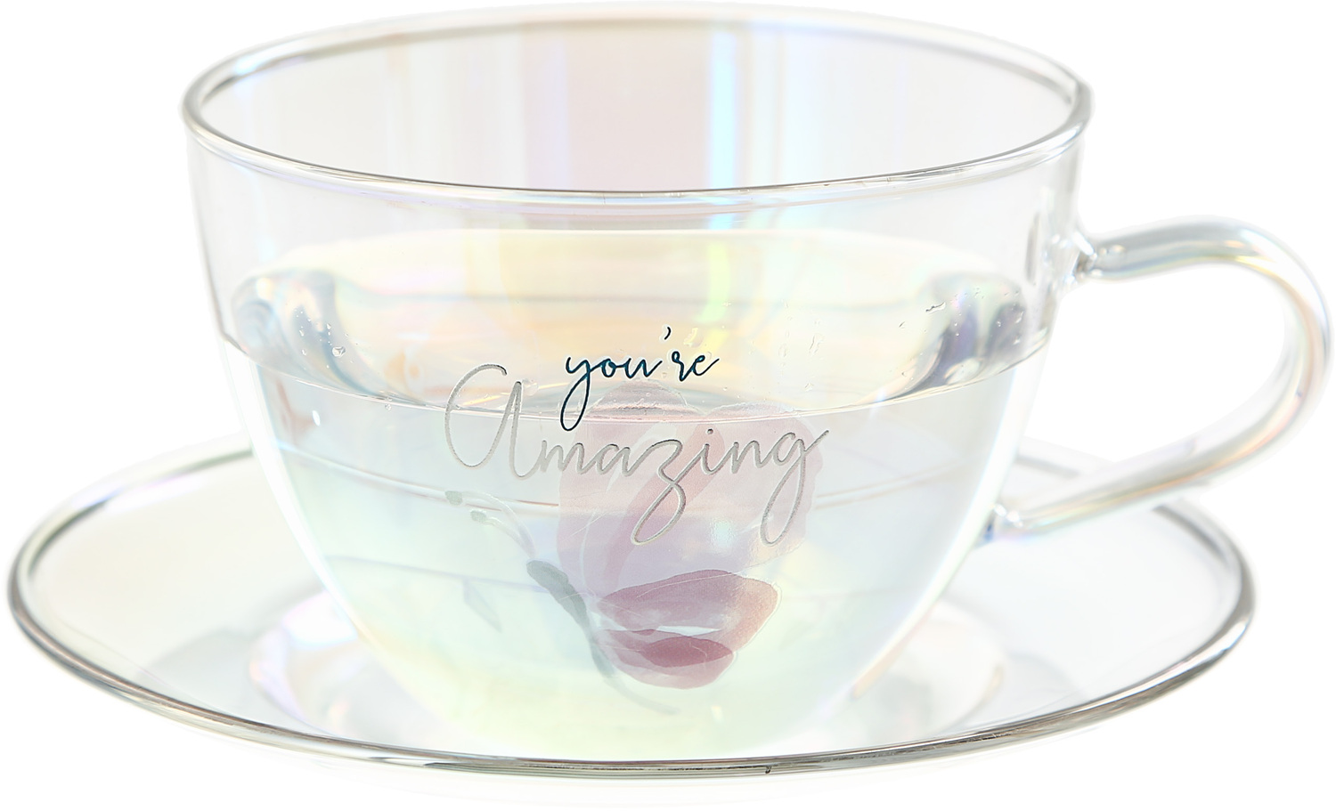 Amazing by Rosy Heart - Amazing - 7 oz Glass Teacup and Saucer