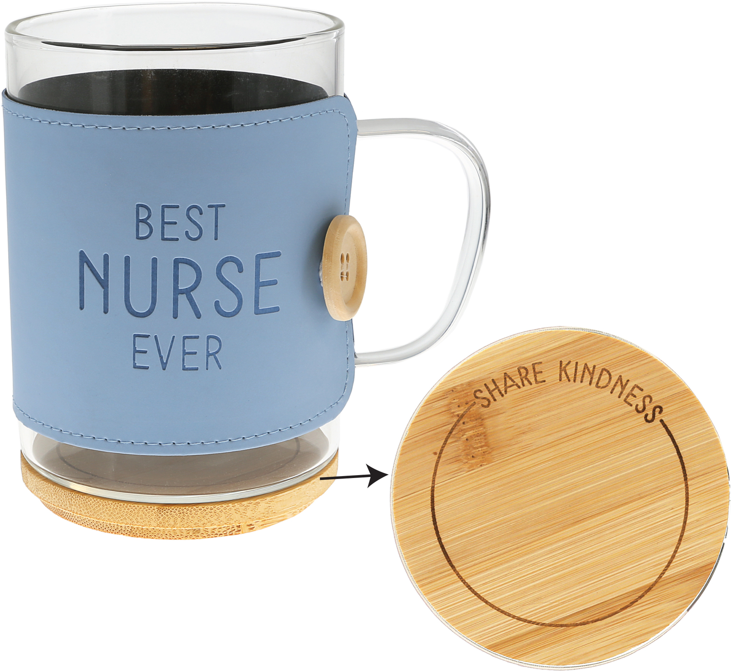 Nurse by Wrapped in Kindness - Nurse - 16 oz Wrapped Glass Mug with Coaster Lid