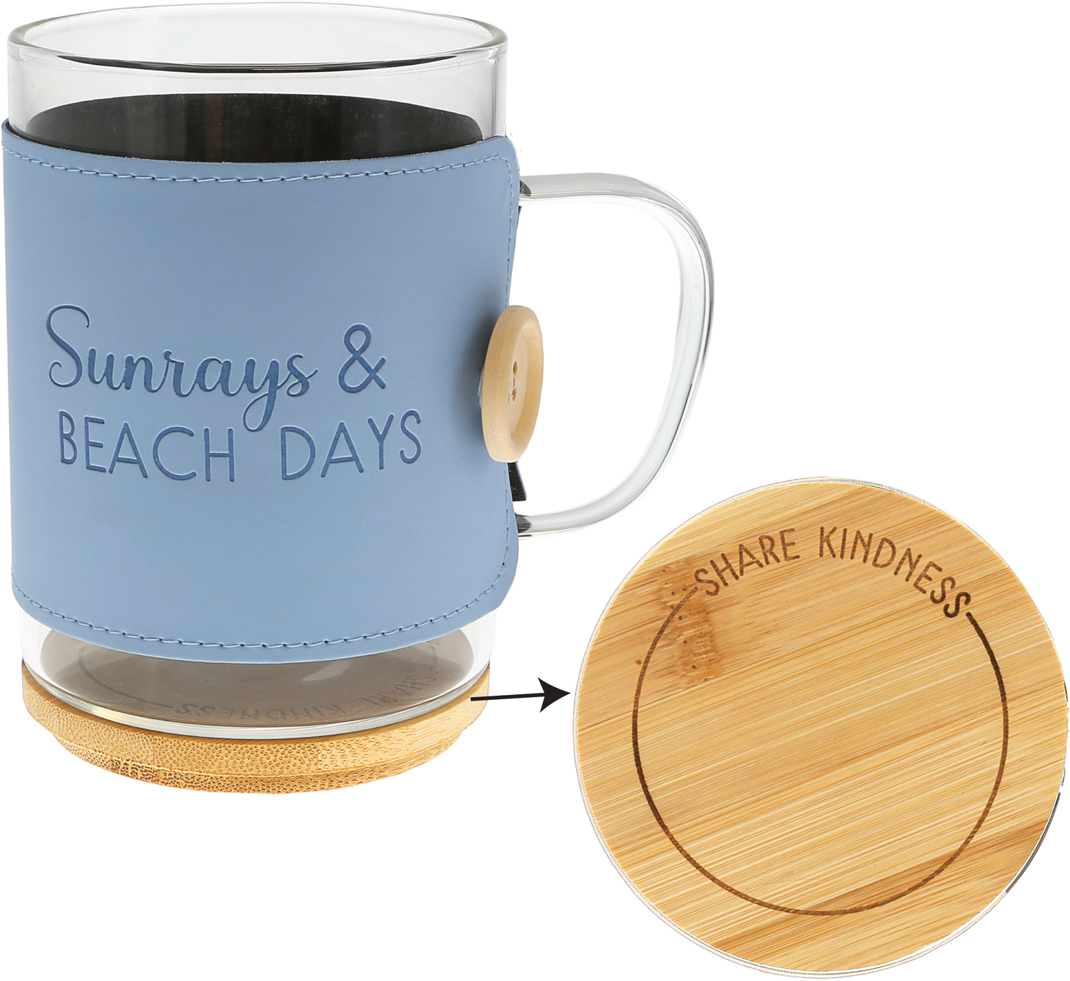 Beach Days by Wrapped in Kindness - Beach Days - 16 oz Wrapped Glass Mug with Coaster Lid