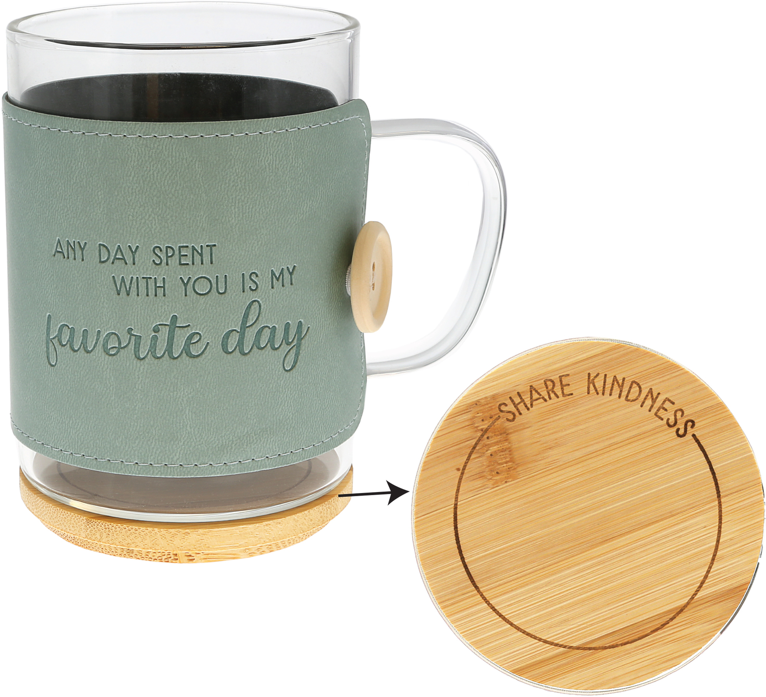 Favorite Day by Wrapped in Kindness - Favorite Day - 16 oz Wrapped Glass Mug with Coaster Lid