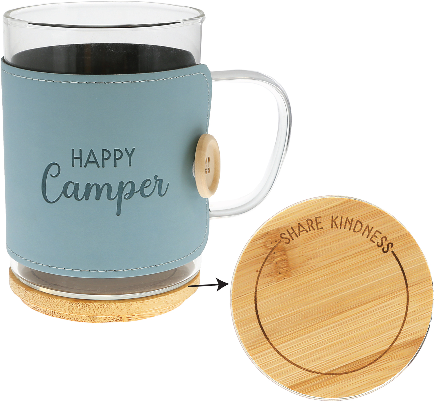 Camper by Wrapped in Kindness - Camper - 16 oz Wrapped Glass Mug with Coaster Lid