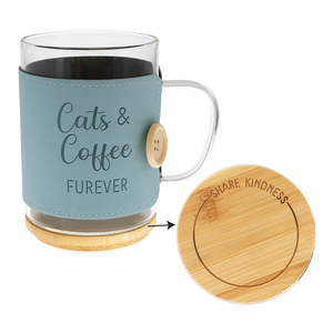 Cats by Wrapped in Kindness - 16 oz. Wrapped Glass Mug with Coaster Lid