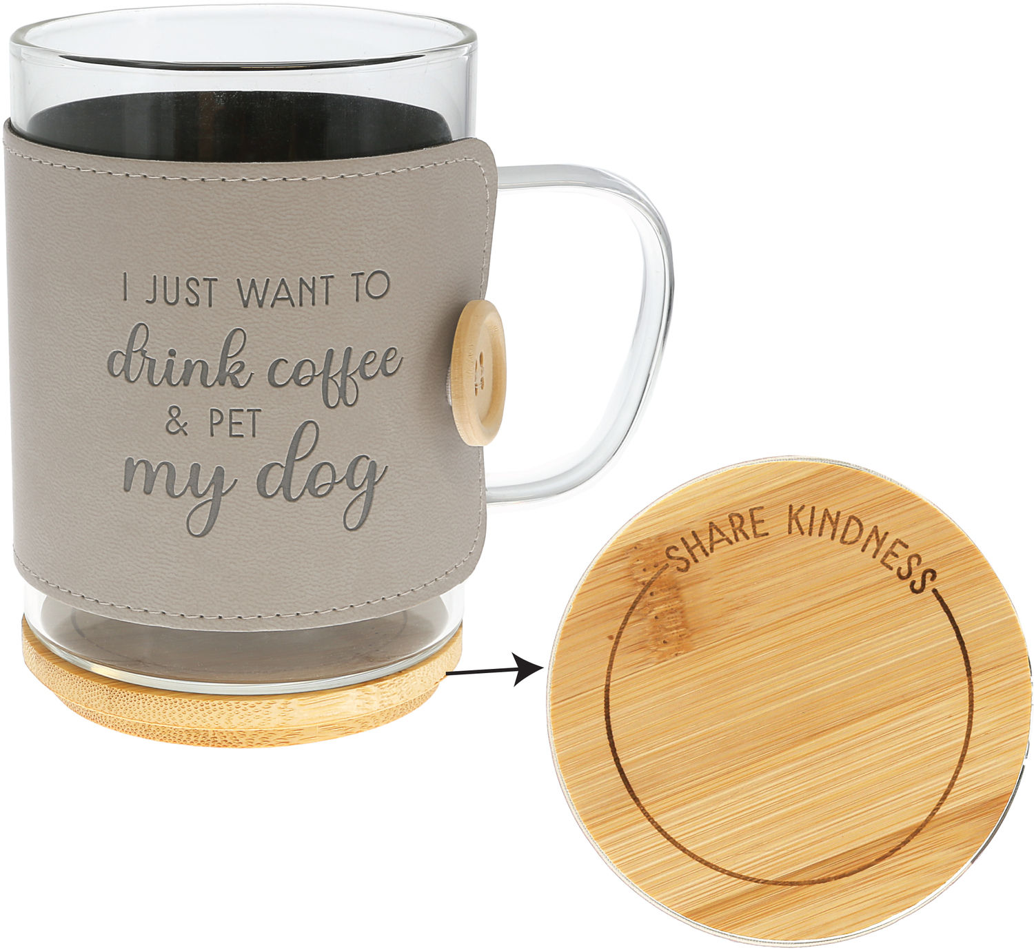 My Dog by Wrapped in Kindness - My Dog - 16 oz Wrapped Glass Mug with Coaster Lid