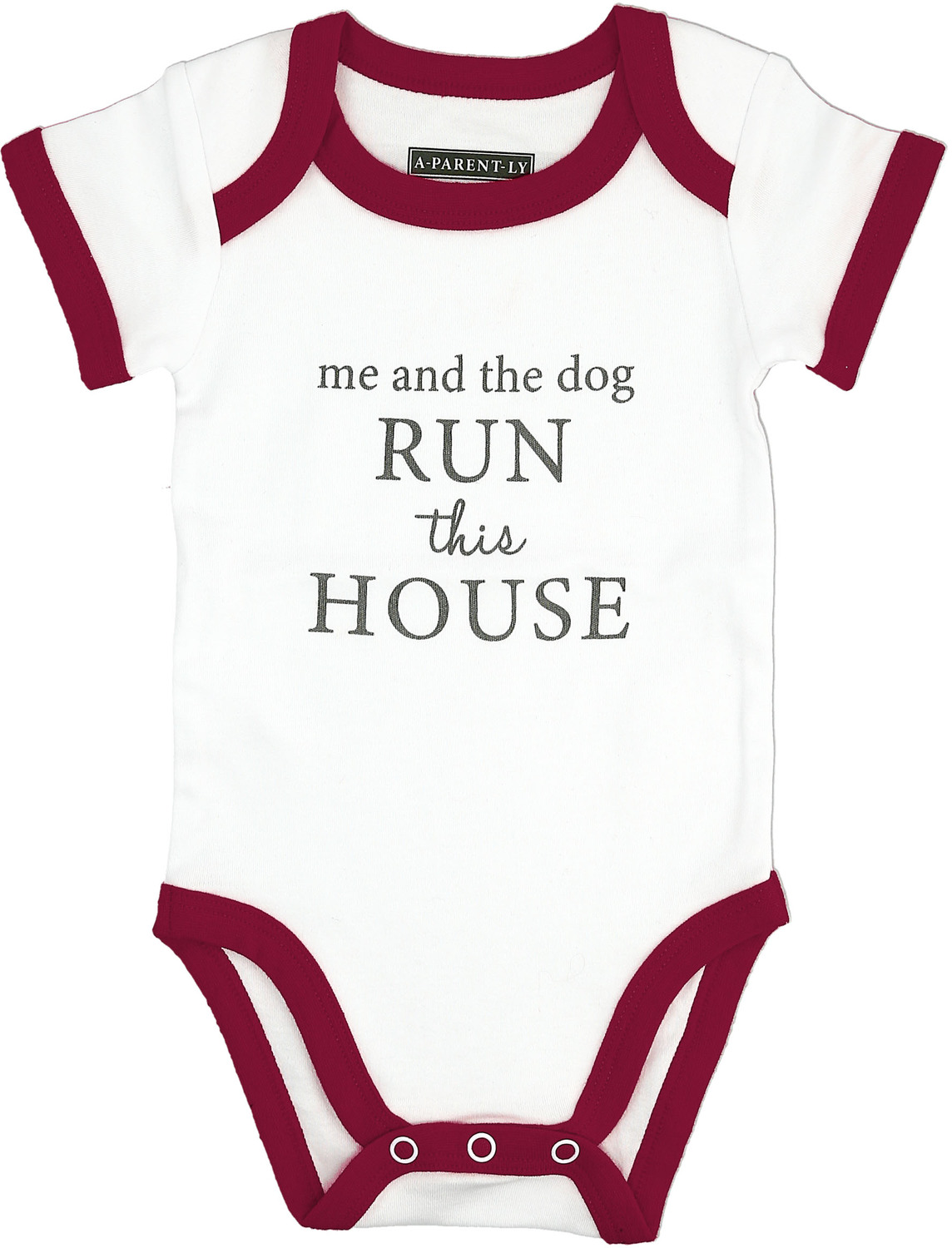 Run The House by A-Parent-ly - Run The House - 6-12 Months Burgundy Trimmed Bodysuit