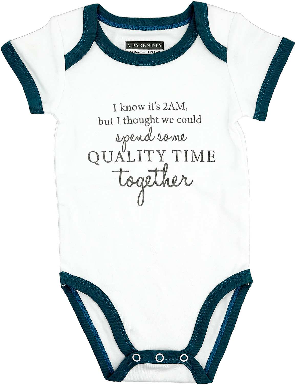 Quality Time by A-Parent-ly - Quality Time - 6-12 Months Teal Trimmed Bodysuit