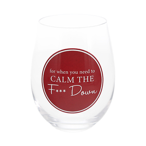 Calm Down by A-Parent-ly - 18 oz Stemless Wine Glass