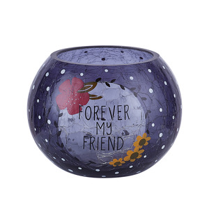 Friend by Love You More - 5" Crackled Glass Votive Holder