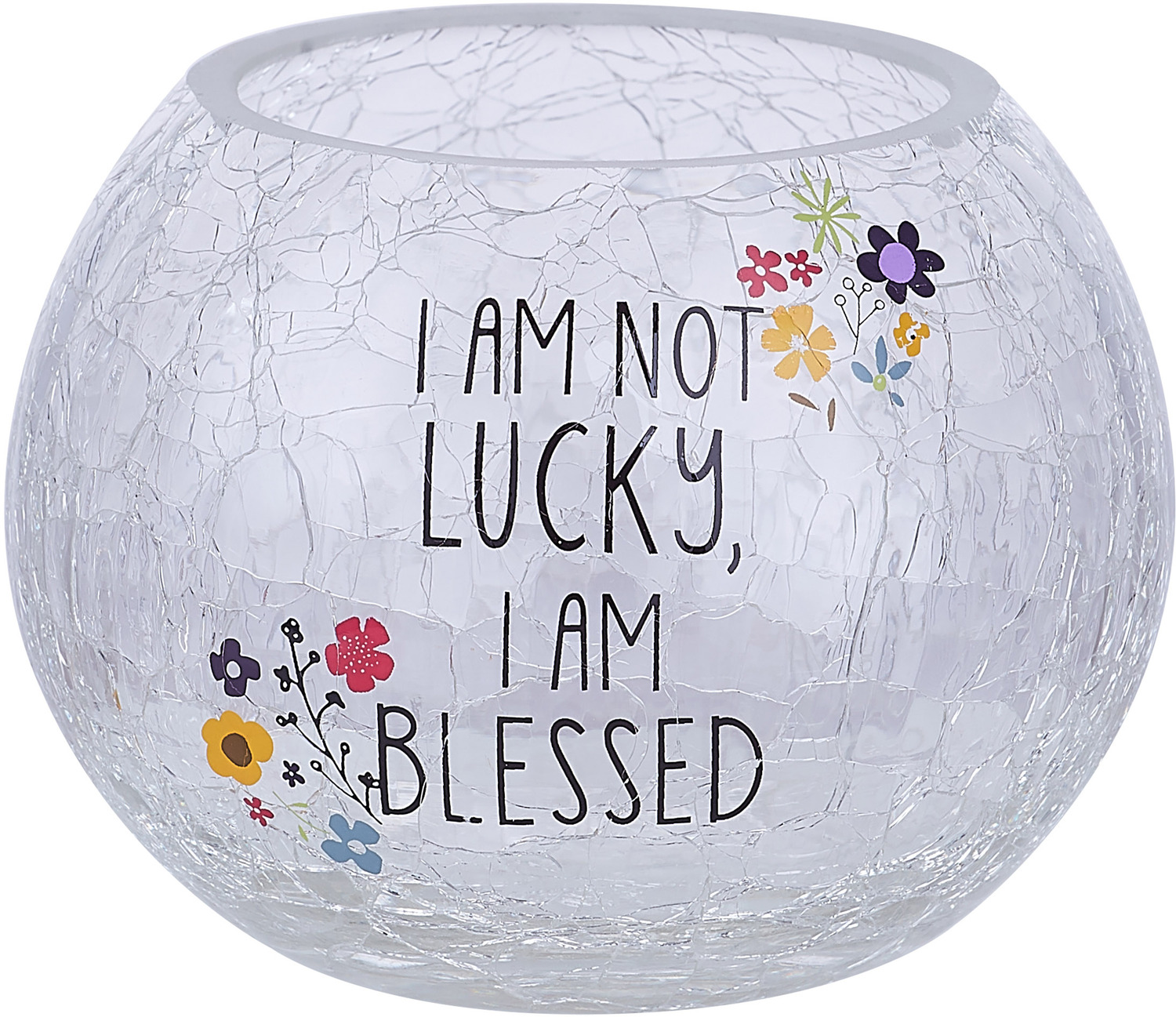 Blessed by Love You More - Blessed - 5" Crackled Glass Votive Holder