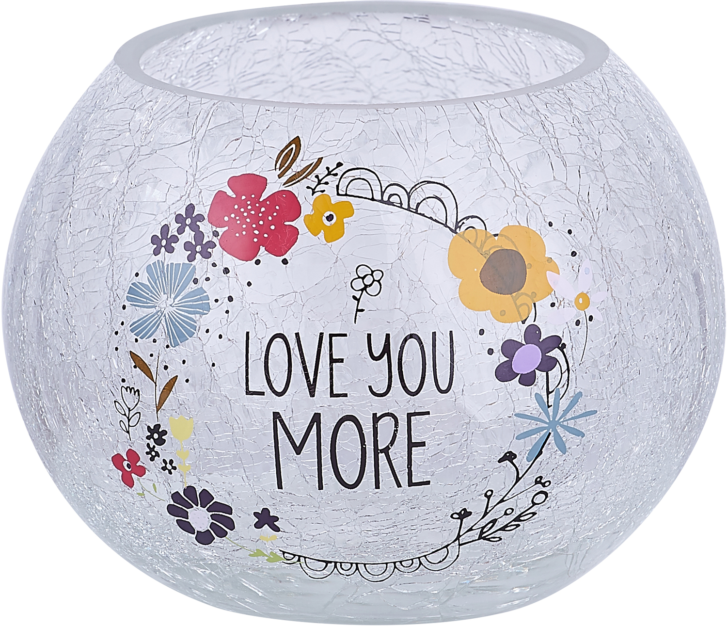 Love You by Love You More - Love You - 5" Crackled Glass Votive Holder