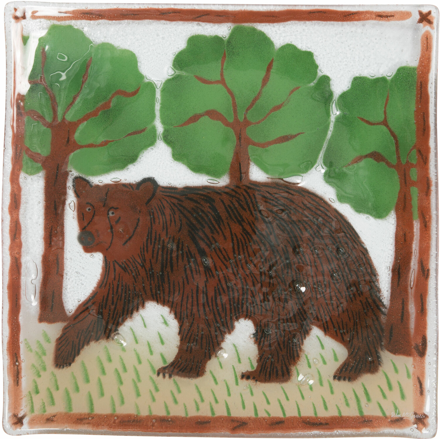 Bear by Fusion Art Glass - Bear - 10" Square Plate