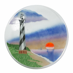 Lighthouse by Fusion Art Glass - 14" Round plate