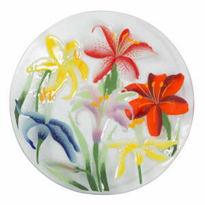 Lovely Lilies by Fusion Art Glass - 14" Round Plate