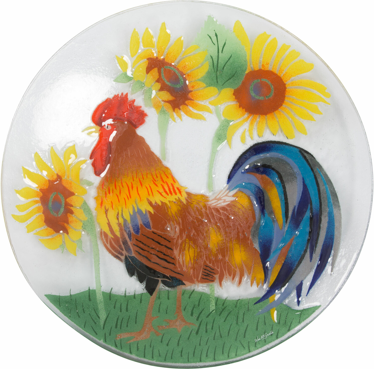 Country Rooster by Fusion Art Glass - Country Rooster - 14" Round Plate