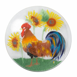 Country Rooster by Fusion Art Glass - 14" Round Plate