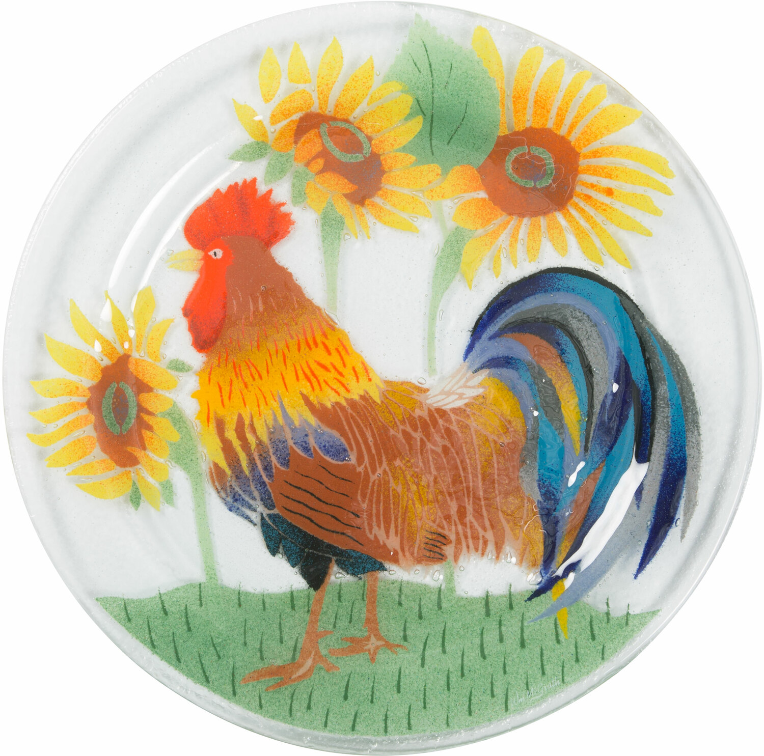 Country Rooster by Fusion Art Glass - Country Rooster - 11" Round Plate