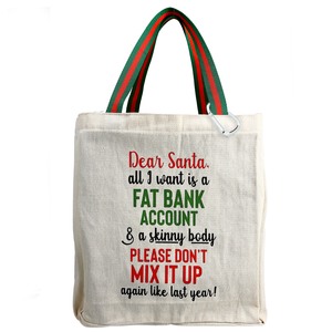 Dear Santa by Check Me Out - 100% Cotton Twill Gift Bag