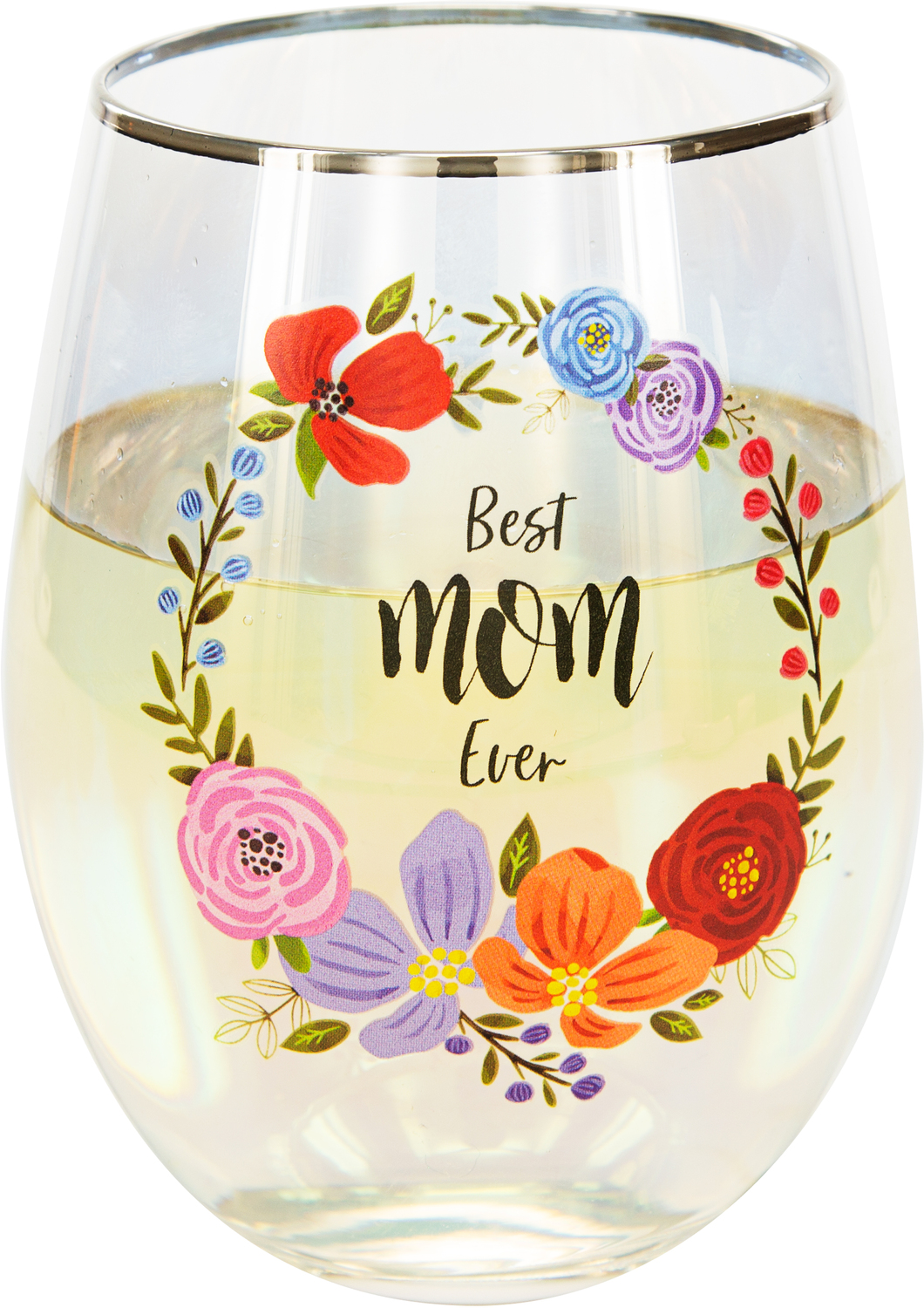 Mom by Bunches of Love - Mom - 18 oz Stemless Wine Glass