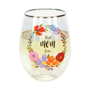 Mom by Bunches of Love - 18 oz Stemless Wine Glass