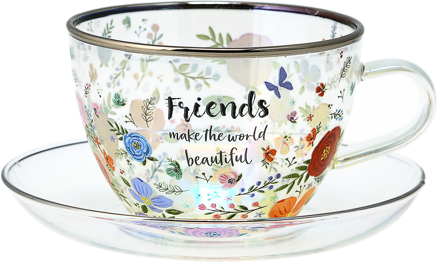 Friends by Bunches of Love - Friends - 7 oz Glass Tea Cup and Saucer