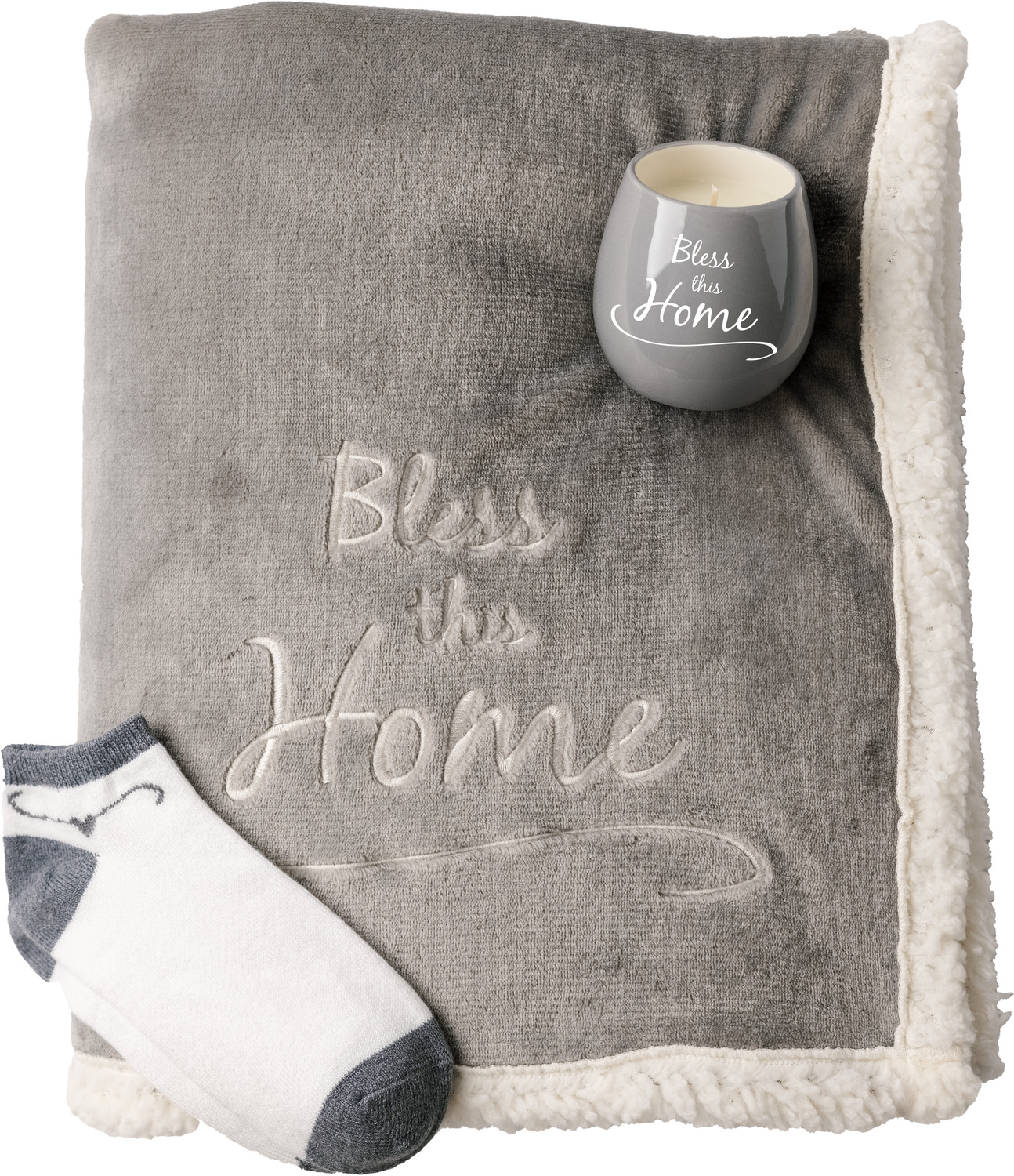 Home by Warm and Fuzzy - Home - 42" x 50" Sherpa Lined, Royal Plush Blanket Gift Set