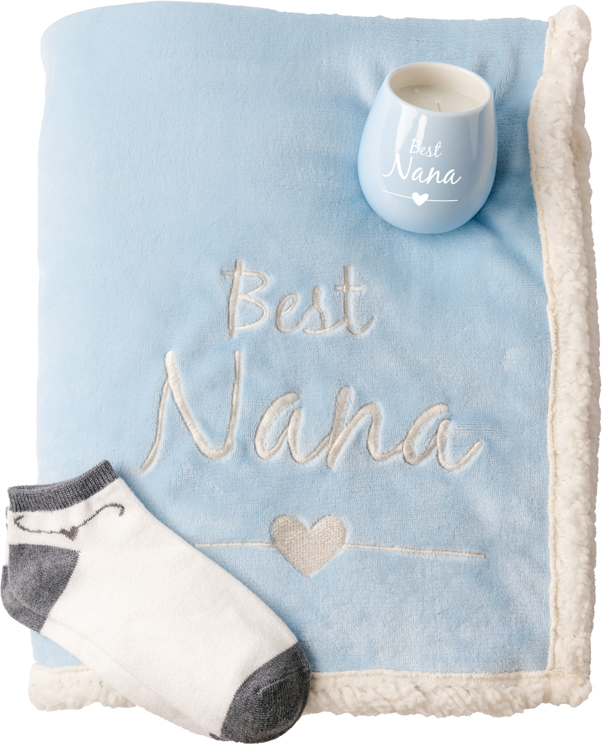 Nana by Warm and Fuzzy - Nana - 42" x 50" Sherpa Lined, Royal Plush Blanket Gift Set