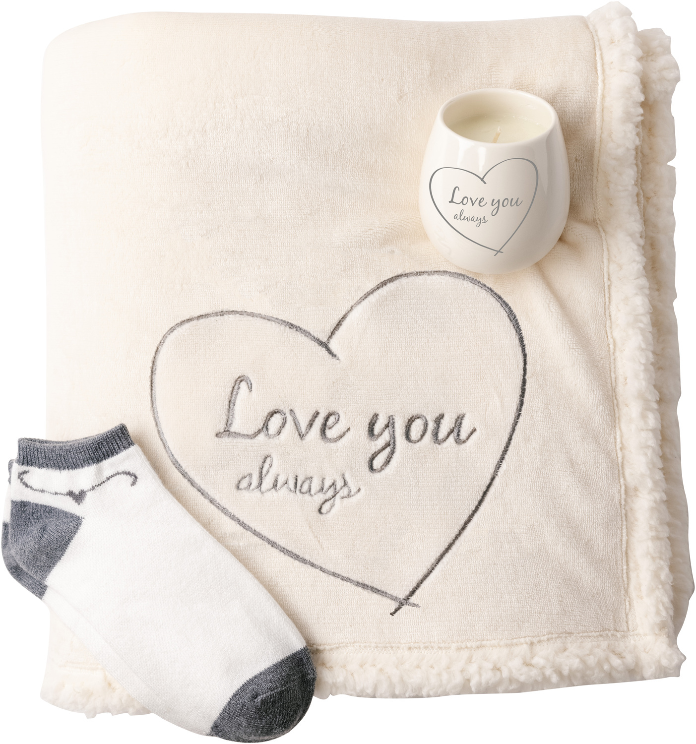 Love by Warm and Fuzzy - Love - 42" x 50" Sherpa Lined, Royal Plush Blanket Gift Set