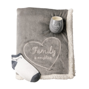 Family by Warm and Fuzzy - 42" x 50" Sherpa Lined, Royal Plush Blanket Gift Set