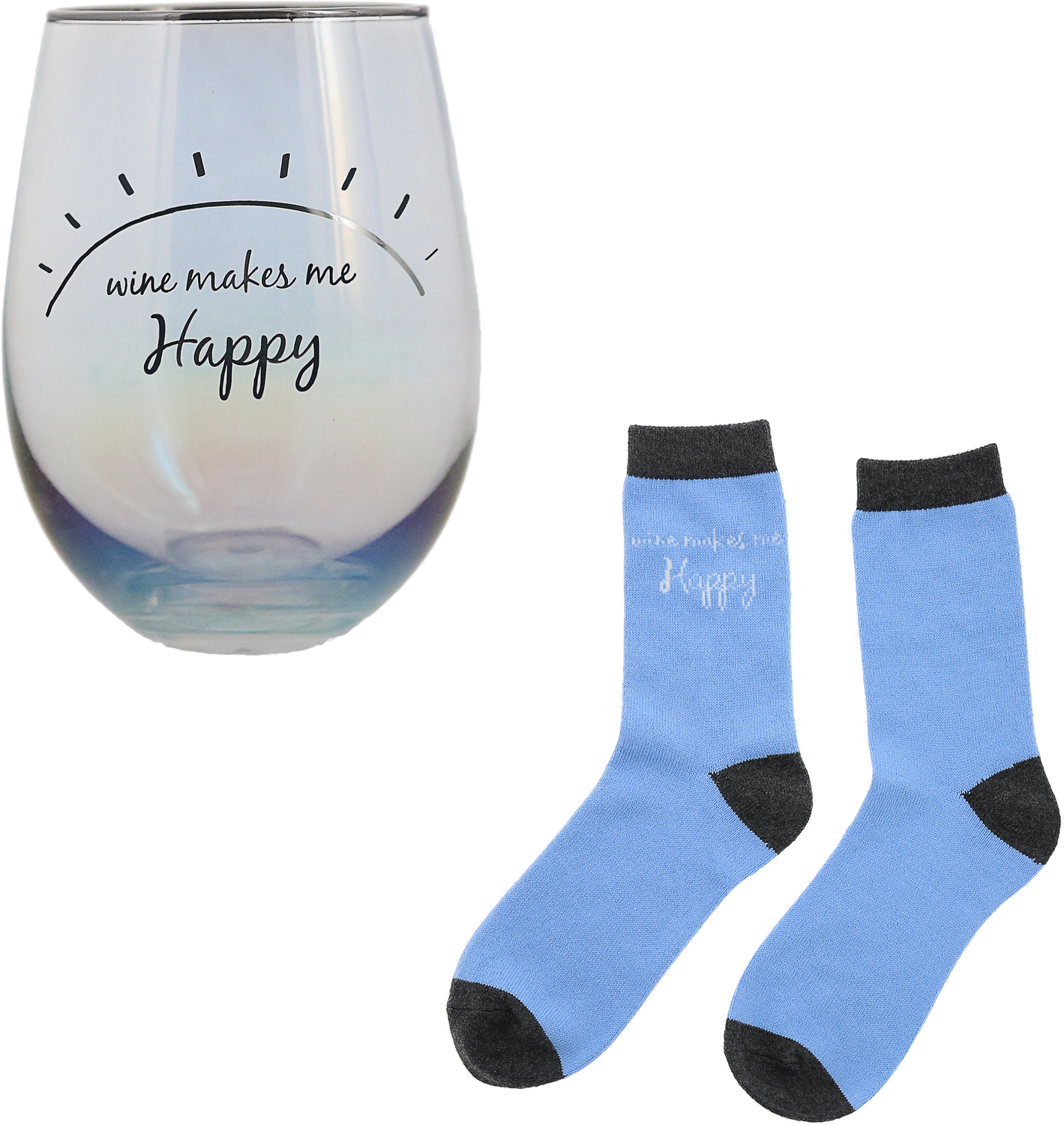 Happy by Warm and Fuzzy - Happy - 18 oz Stemless Glass & Sock Set