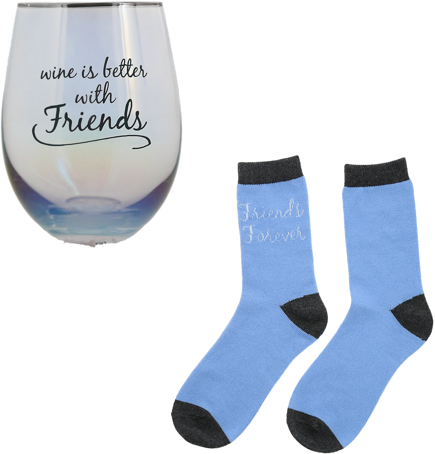 Friends by Warm and Fuzzy - Friends - 18 oz Stemless Glass & Sock Set