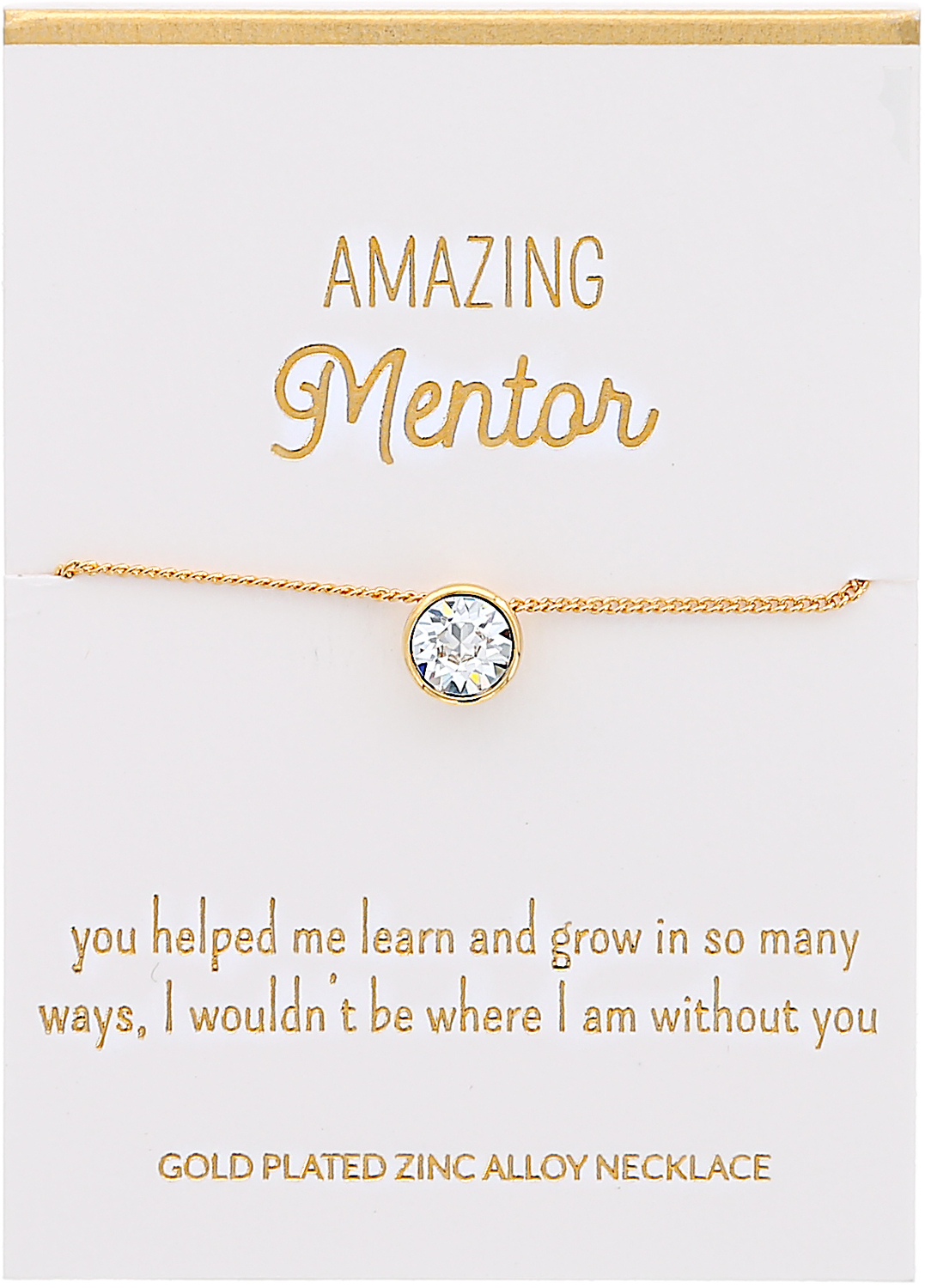 Amazing Mentor Crystal by Teachable Moments - Amazing Mentor Crystal - 16"-17.5" Gold Plated Necklace