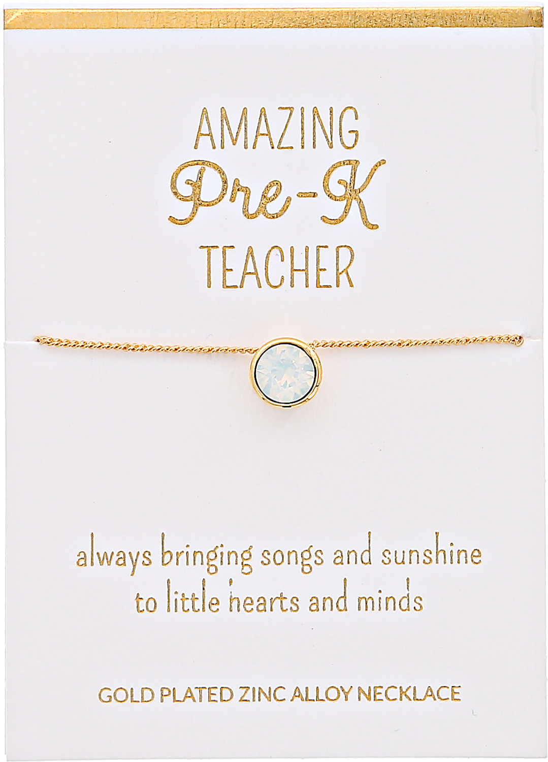 Pre-K White Opal by Teachable Moments - Pre-K White Opal - 16"-17.5" Gold Plated Necklace